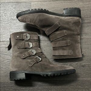 Stuart Weitzman Jitterbug Suede Seal Color Moto Boots